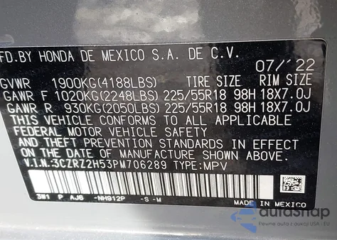 2023 Honda Hr-V Awd Sport from USA, damaged, VIN 3CZRZ2H53PM706289